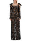 Nina Ricci Bow-embellished Sequinned Lace Gown In Nero