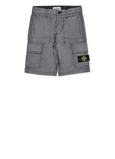 Stone Island Junior Kids' Cotton Bermuda Shorts In Grey