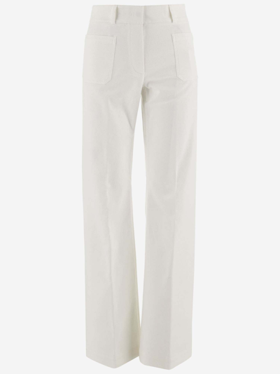 Ql2 Stretch Cotton Wide Leg Pants In White