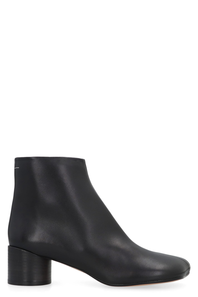 Mm6 Maison Margiela Anatomici Leather Ankle Boots In Black