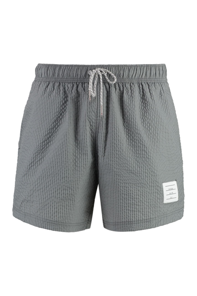 Thom Browne Nylon Swim Shorts In Med Grey