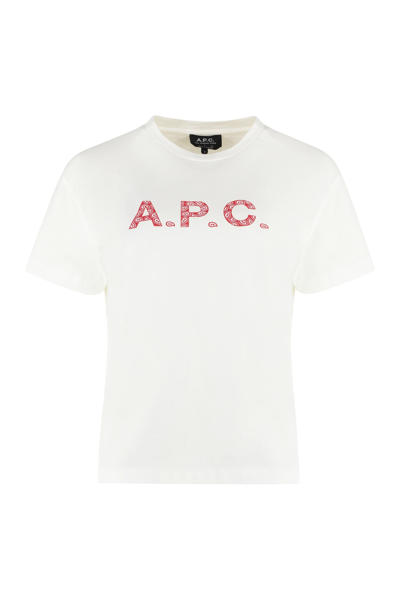 Apc Logo-print Cotton T-shirt In Pastel