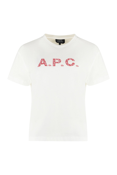 Apc Ribbed Crew-neck Cotton T-shirt With Short Sleeves In White