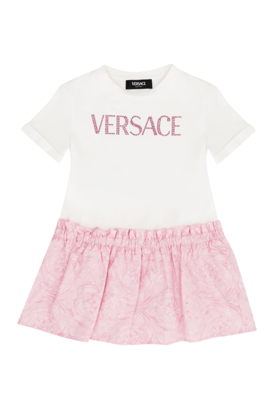 Young Versace Kids' Logo T-shirt Dress (4-14 Years) In White