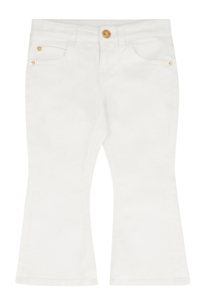 Young Versace Kids' Cotton Flared Jeans In White