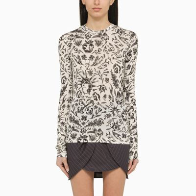 OFF-WHITE LONG-SLEEVED TOP WITH TATTOO PRINT