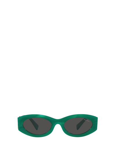 Miu Miu Womens Green Mu 11ws Oval-frame Acetate Sunglasses