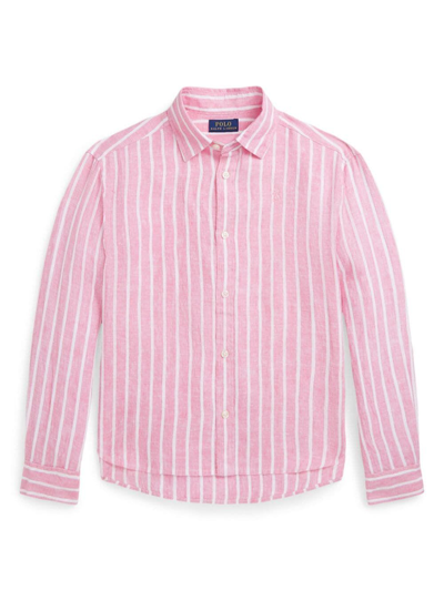 Polo Ralph Lauren Kids' Lismoreshirt Shirts Button Front Shirt In Pink White