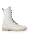 Brunello Cucinelli Leather Ankle Boots In Silver Birch
