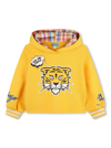 KENZO YELLOW HOODIE WITH TIGER PATCH IN COTTON BLEND GIRL