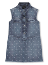 GIVENCHY GREY DRESS WITH ALL-OVER 4G EMBROIDERY IN COTTON DENIM GIRL