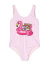 MOSCHINO PINK SWIMSUIT WITH TEDDY BEAR IN TECHNO FABRIC GIRL