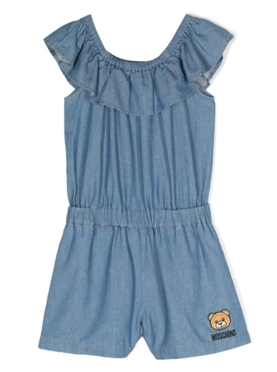 MOSCHINO BLUE JUMPSUIT WITH LOGO IN DENIM GIRL