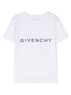 GIVENCHY WHITE CREWNECK T-SHIRT WITH CONTRASTING LOGO LETTERING PRINT IN COTTON BOY