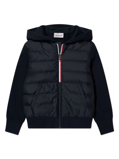 Moncler Kids' Zip Up Cardigan In Blue