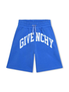 Givenchy Logo-print Fleece Shorts In Blu