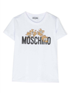 MOSCHINO WHITE T-SHIRT WITH LOGO AND TEDDY BEAR IN COTTON BOY