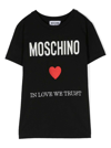 MOSCHINO BLACK T-SHIRT WITH LOGO IN COTTON BOY