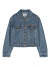MOSCHINO BLUE JACKET WITH HEART-SHAPED BUTTONS FASTENING IN DENIM GIRL