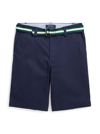 POLO RALPH LAUREN BLUE BERMUDA SHORTS WITH BELT IN STRETCH COTTON BOY