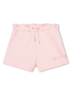 GIVENCHY PINK SHORTS WITH ELASTIC WAISTBAND AND LOGO IN COTTON BLEND GIRL