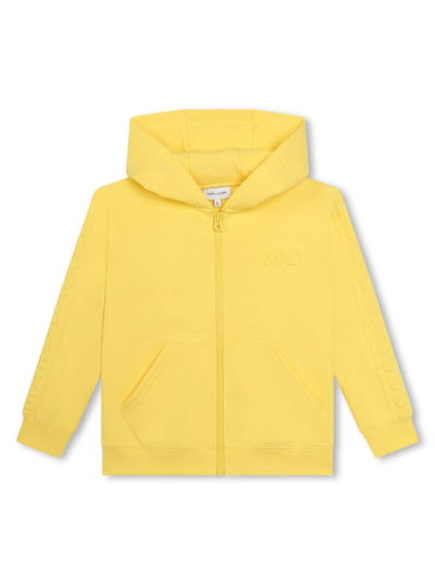 Marc Jacobs Kids' Logo-embossed Zip-up Hoodie In Yellow