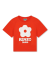 KENZO RED T-SHIRT WITH LOGO IN COTTON GIRL