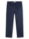 KENZO BLUE PANTS WITH DRAWSTRING IN STRETCH COTTON BOY