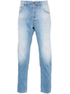 Dondup Faded Five-pocket Jeans With Belt Loops In Denim