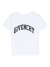 GIVENCHY WHITE CREWNECK T-SHIRT WITH CONTRASTING LOGO LETTERING PRINT IN COTTON BOY