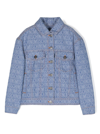 MOSCHINO BLUE JACKET WITH ALL OVER LOGO IN DENIM BOY