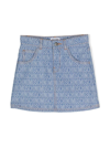MOSCHINO BLUE MINI SKIRT WITH LOGO ALL OVER IN DENIM GIRL
