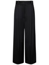 Khaite Simone Loose Pants In Satin In Black
