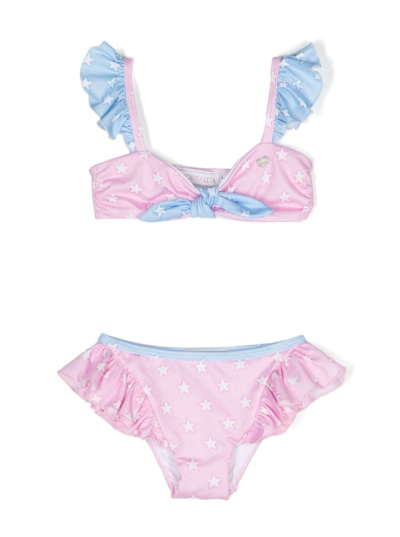 Monnalisa Kids' Star-print Ruffled Bikini Set In Multicolor