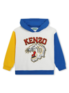 KENZO WHITE HOODIE WITH TIGER PATCH IN COTTON BLEND BOY