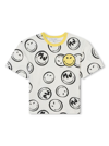 MARC JACOBS WHITE CREWNECK T-SHIRT WITH ALL-OVER SMILE PRINT IN COTTON BOY