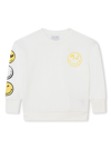 MARC JACOBS WHITE CREWNECK SWEATSHIRT WITH SMILE AND LOGO PRINT IN COTTON GIRL