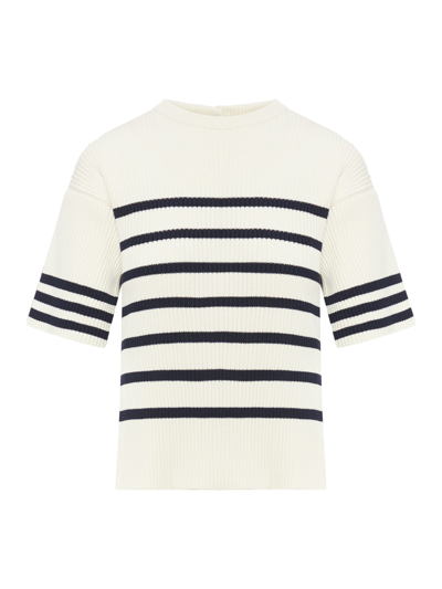 The Seafarer Maglione Clichet In White Stripe Blue