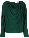 Chloé Silk Crepe De Chine Draped Top In Dark Pine