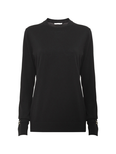 Chloé Fitted Crew Neck Sweater In Black