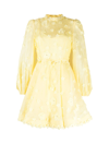 Zimmermann Floral Appliquéd Linen And Silk-blend Mini Dress In Lem Lemon