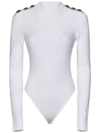Balmain Ribbed Long-sleeved Bodysuit In White