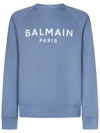 Balmain Logo-print Organic-cotton Sweatshirt In Blue