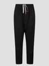 Rick Owens Black Porterville Drawstring Cropped Trousers In Black