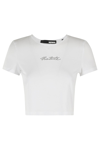 Rotate Birger Christensen Rotate Cropped T-shirt With Embroidered Lurex Logo Women