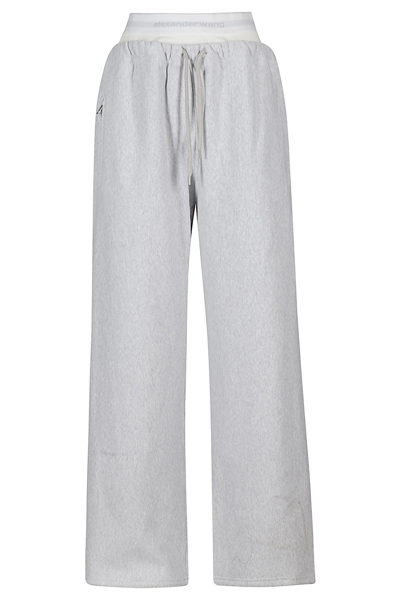 Alexander Wang T Grey Wide-leg Sweatpants In Light Heather Grey