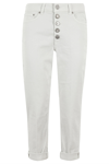 Dondup Cropped Cotton-blend Denim Jeans With Button Detailing In Grigio Chiaro