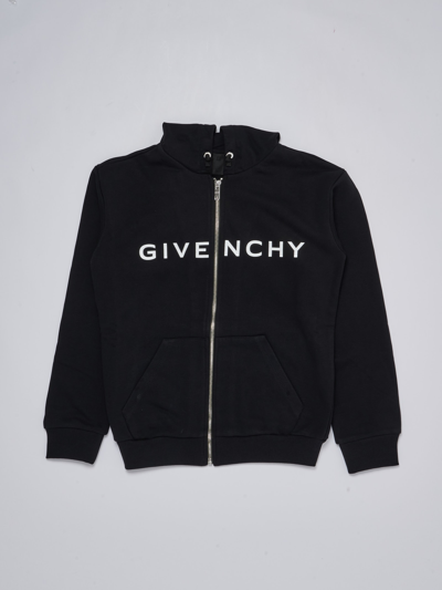 Givenchy Kids' Logo Zipped Hoodie In Nero