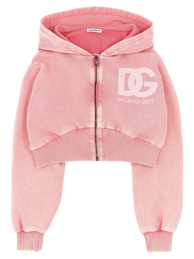 Dolce & Gabbana Kids' Logo Print Hoodie In Pink