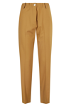 Alysi High-waisted Caramel Trousers With Elasticated Waistband In Car Caramello